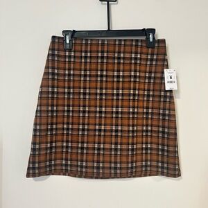 Ardene Brown Plaid Mini Skirt